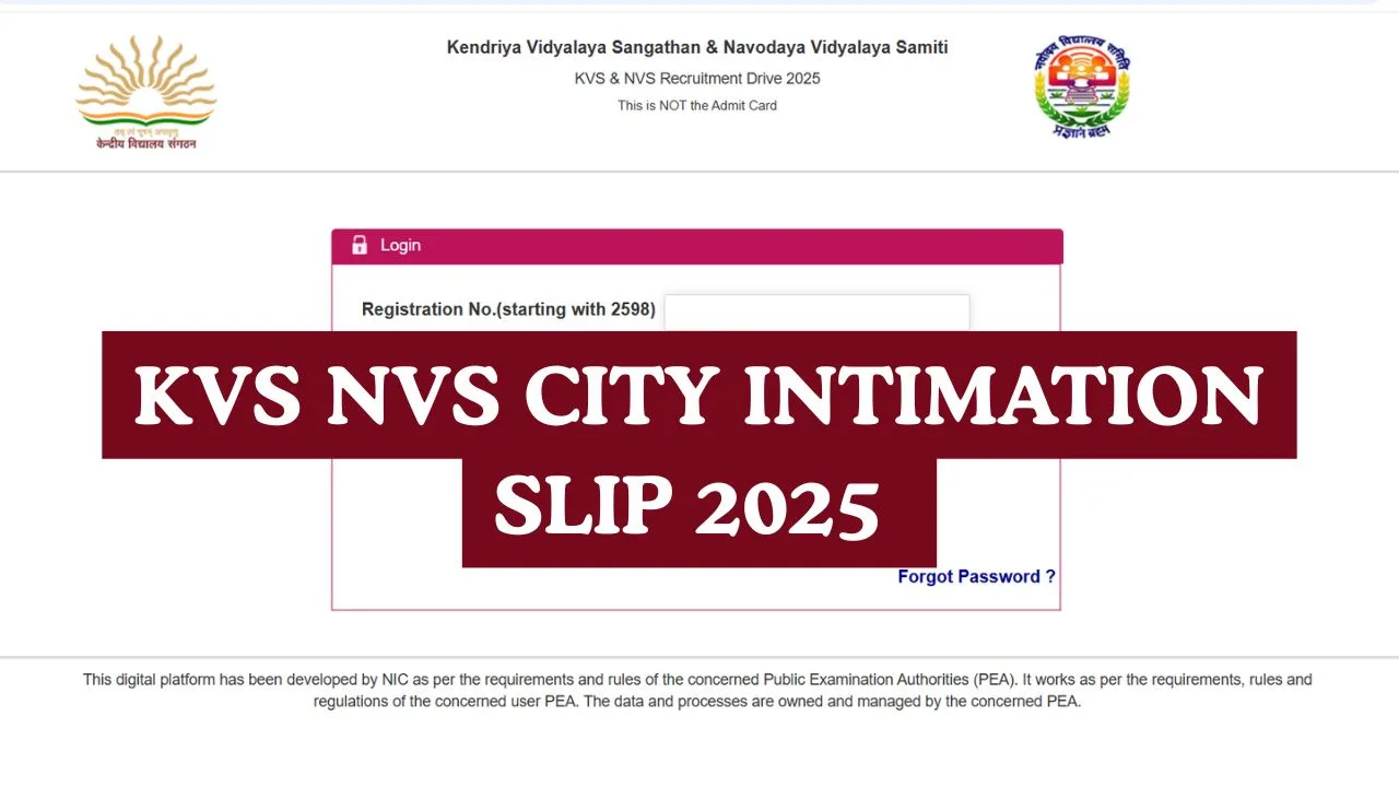KVS NVS City Intimation Slip 2025