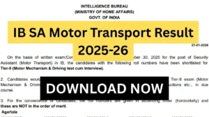 IB SA Motor Transport Result 2025-26
