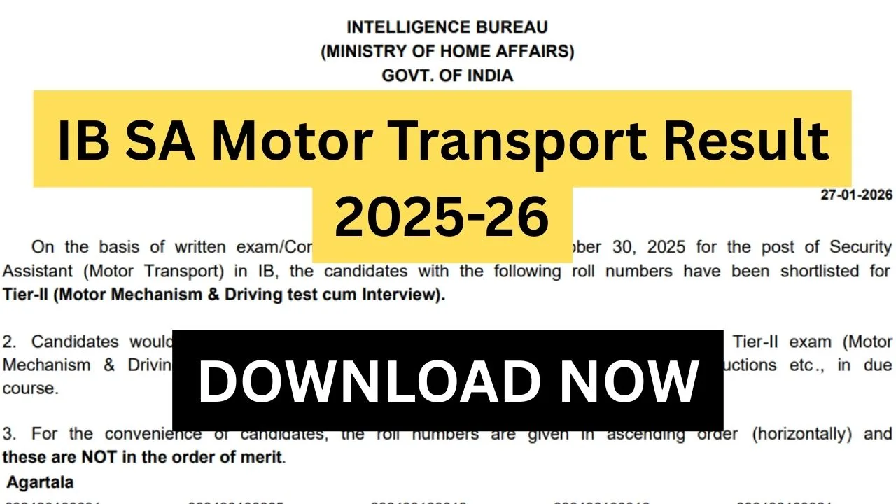IB SA Motor Transport Result 2025-26
