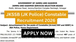 JKSSB (JK Police) Constable Recruitment 2026