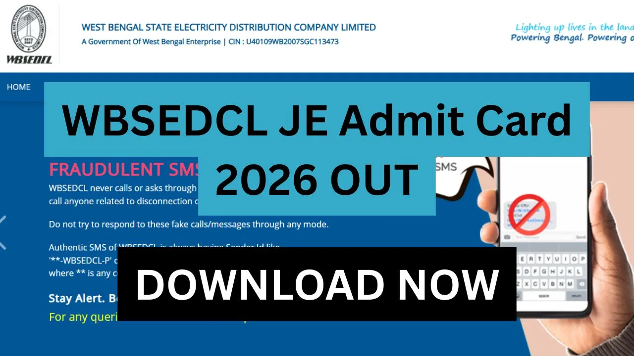 WBSEDCL JE Admit Card 2026 OUT